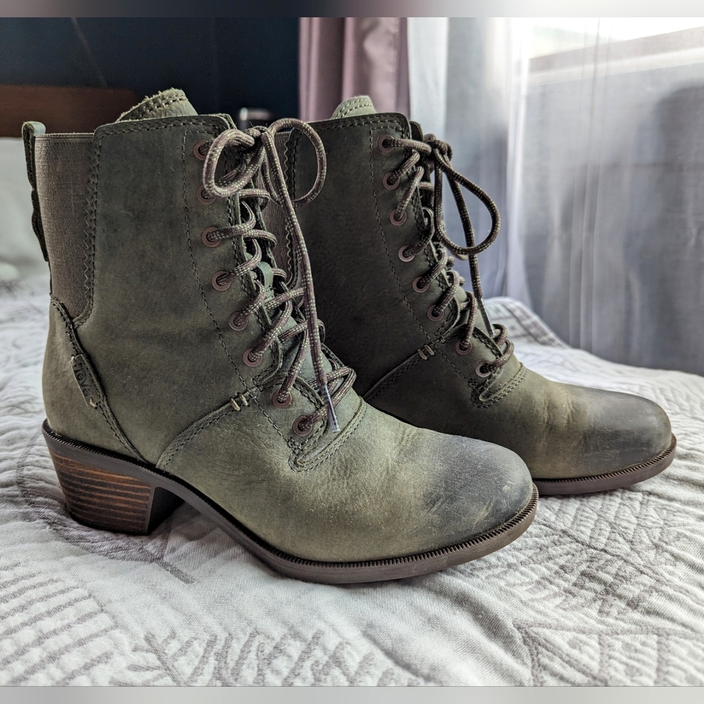 Teva Lace Up Green booties Anaya
